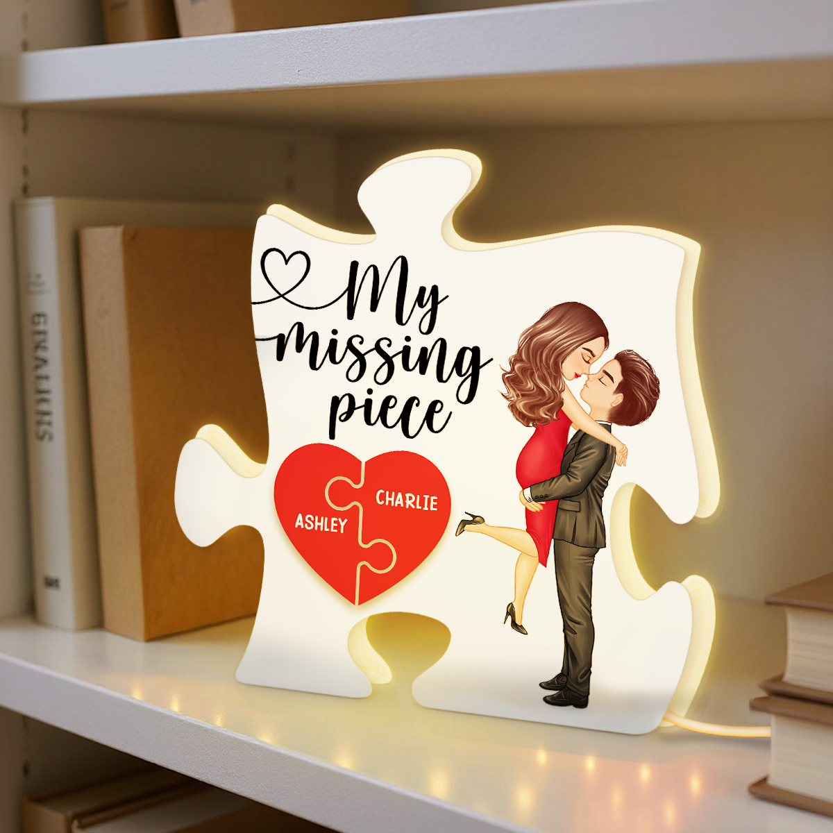 Couple My Missing Piece - Personalized Light Box - Heartwarming Gift For Couple