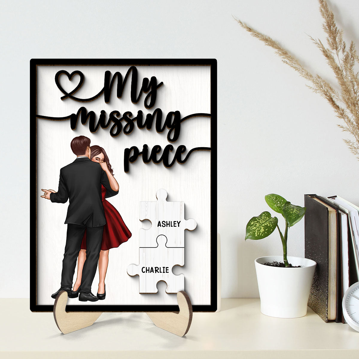 My Missing Piece Dancing Couple Personalized 2-Layer Wooden Plaque, Anniversary Gift,  Gift For Couple