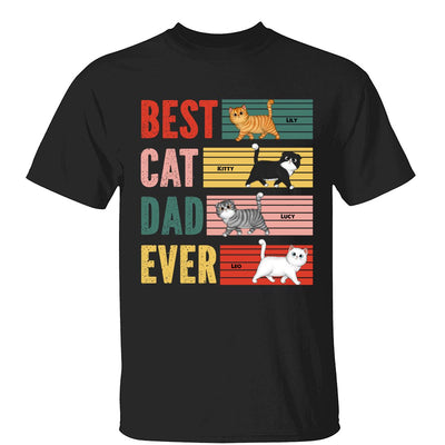 Retro Best Cat Dad Ever Walking Fluffy Cats Personalized Shirt