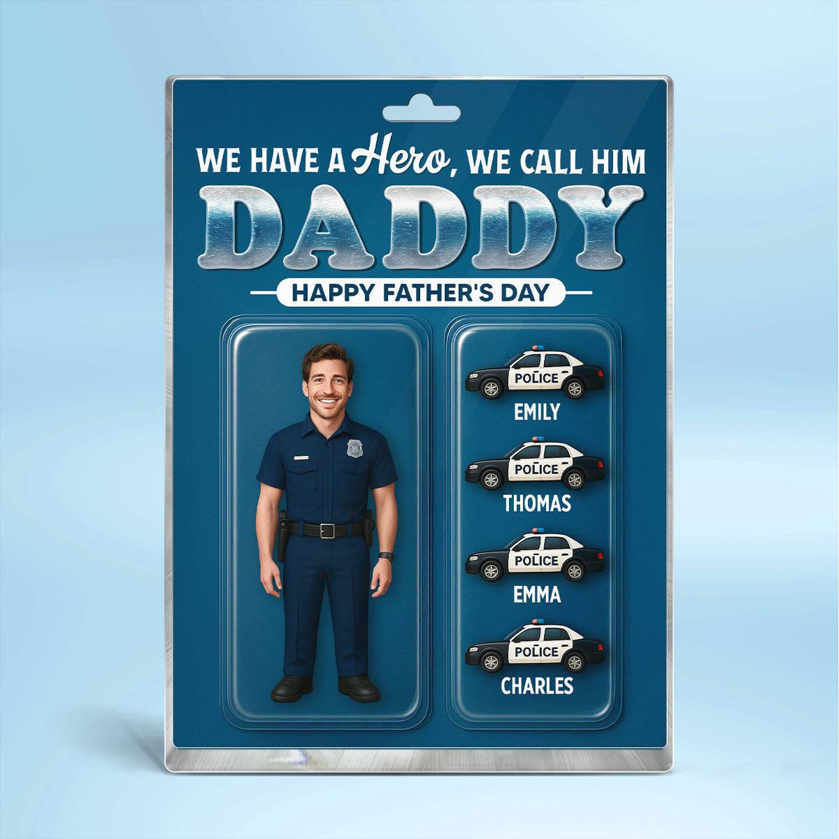 Police Dad Hero Custom Figure 3D Effect Personalized Rectangle Acrylic Block Plaque, Gift For Dad