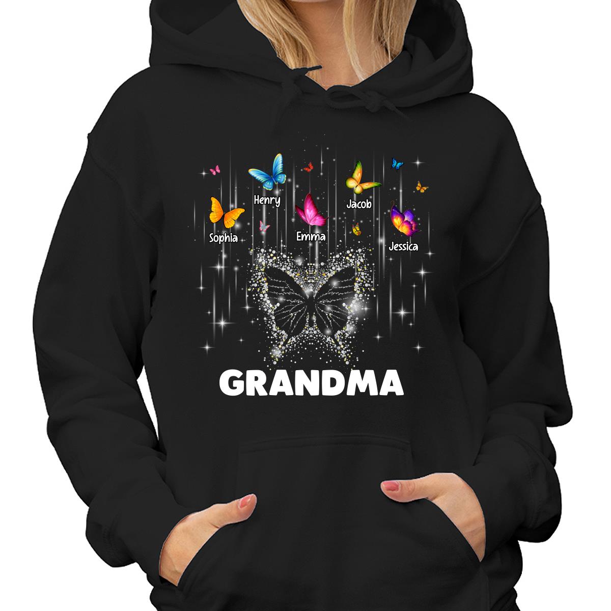 Twinkle Butterflies Mom Grandma Personalized Shirt