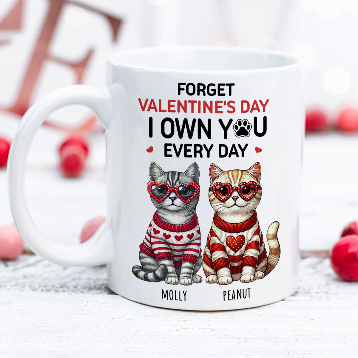 Forget  We Own You Every Day,  Cat Mom Personalized Mug, Gift for Cat lovers