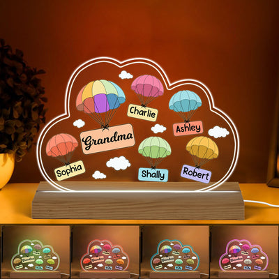 Grandma Mom Air Balloon Cloud Personalized Acrylic Custom Shape LED Night Light