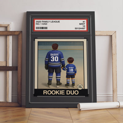 Hockey No. 1 Dad Man & Kids Trading Card Style Personalized Wrapped Canvas