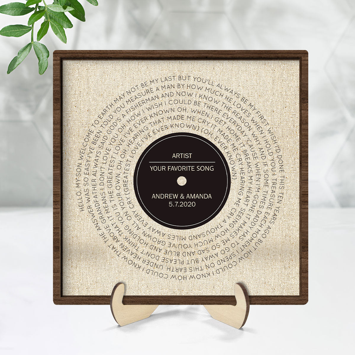 Vinyl Record First Dance Song Lyrics Wall Art Personalized 2-Layered Wooden Plaque, Valentine's Day, Anniversary Gift for Him or Her - Music Lover