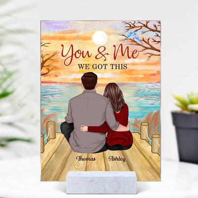 Lake View Back View Couple Sitting Personalized Acrylic Plaque