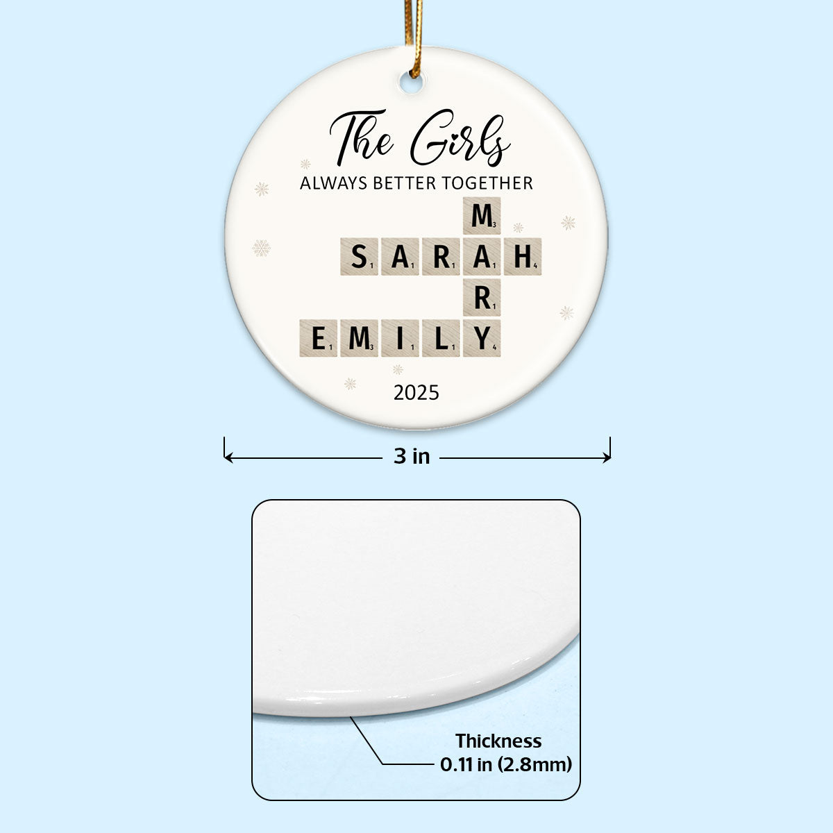 The Girls Always Better Together Crossword Puzzle Art - Personalized Ceramic Ornament - Christmas Gift For Besties