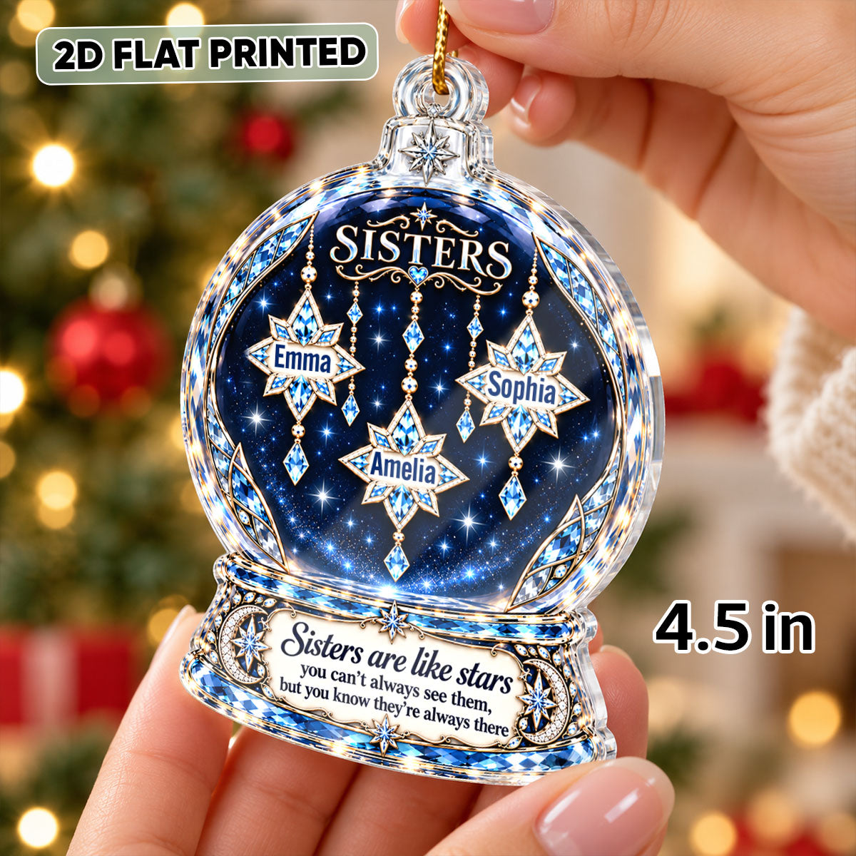 Sisters Are Like Stars - Personalized Acrylic Ornament - Heartfelt Christmas Gift for Sisters