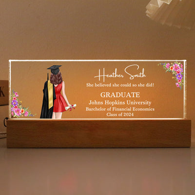 Class Of 2025 Senior Back View Graduation Gift For Daughter Personalized Acrylic LED Night Light