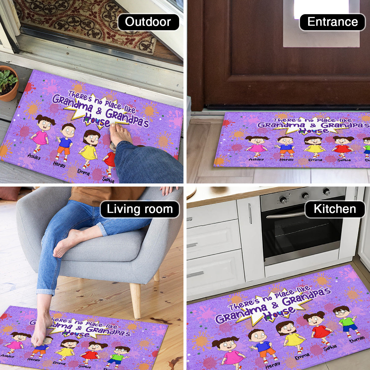 No Place Like Grandparents House Adorable Kids Personalized Doormat
