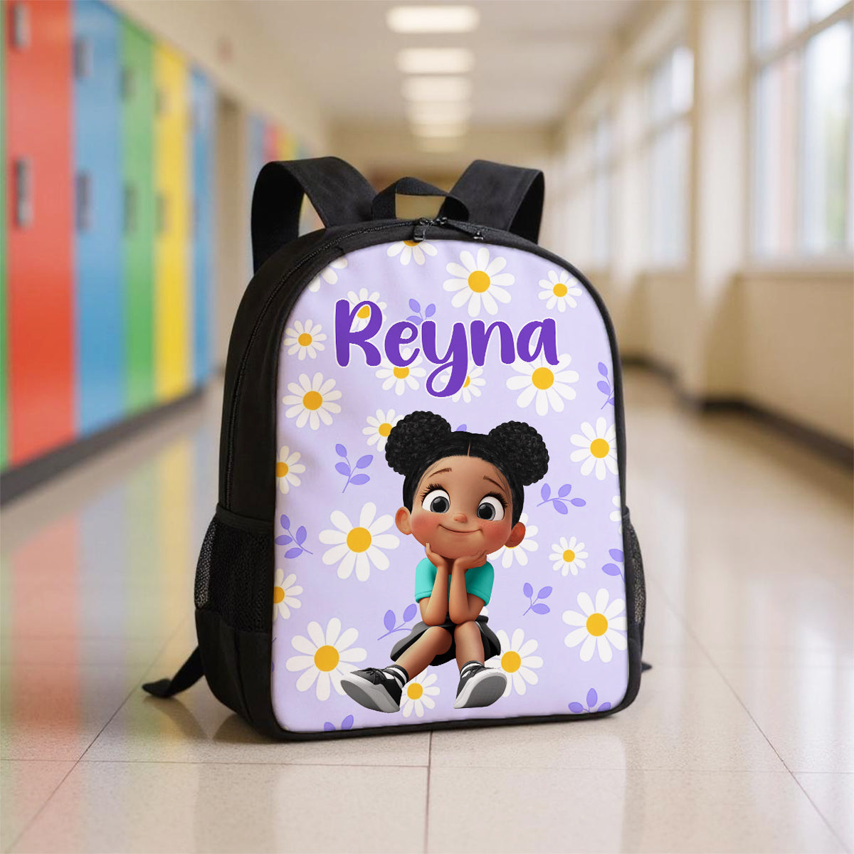 Floral Pink Pattern Personalized Backpack, Custom Back to School Kids Backpack, Kindergarten Elementary School Bookbag for Girl