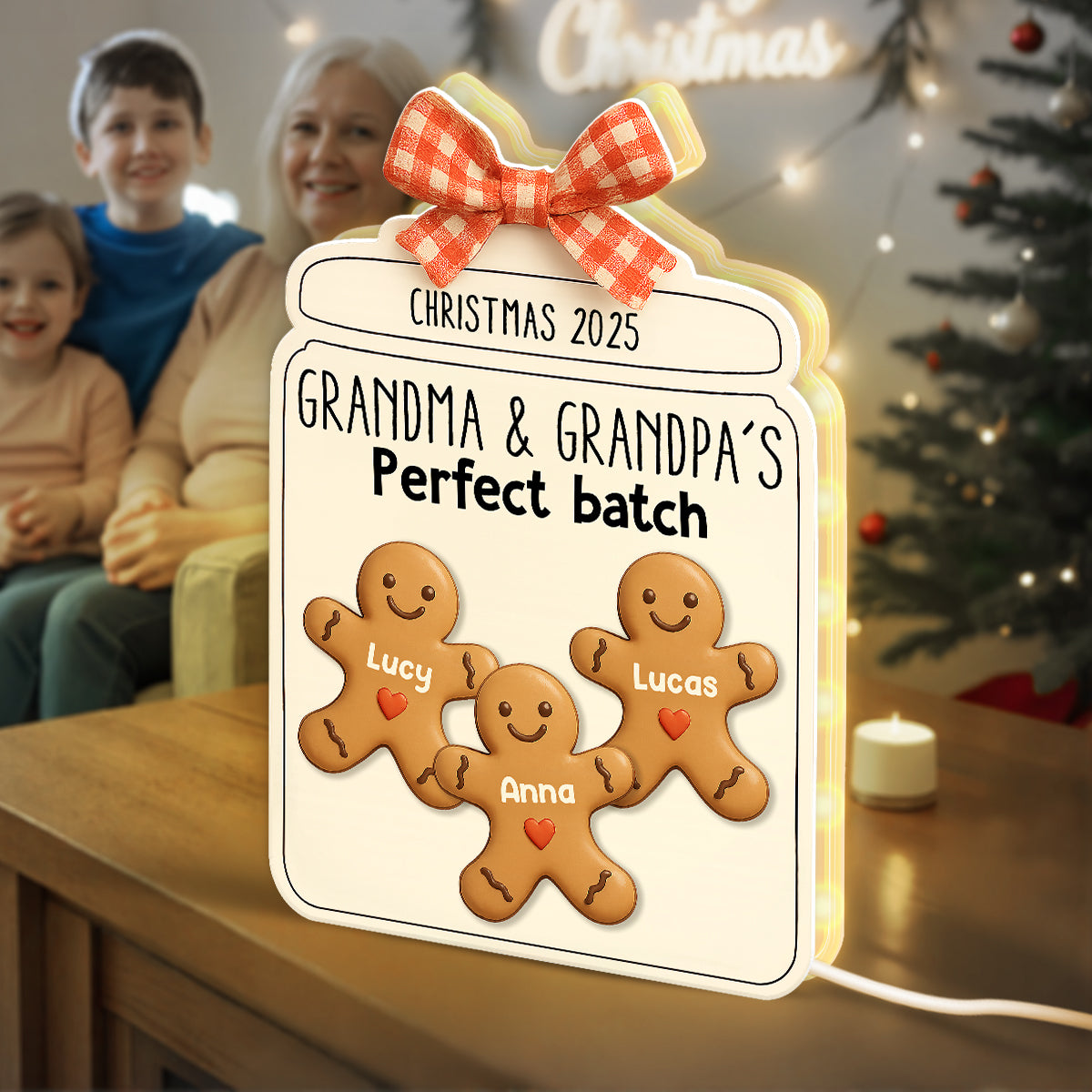 3D Effect Christmas Grandma Grandpa Perfect Batch Cookies - Personalized Light Box