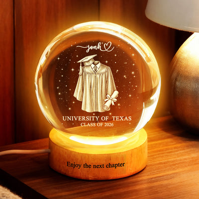 Class of 2026 - Personalized Crystal Ball LED Night Light - Custom Graduation Gift for Daughter, Son, Grandkids