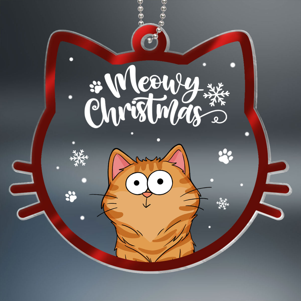 Cat Face Fluffy Funny Cats Expressions Christmas Personalized Acrylic Ornament