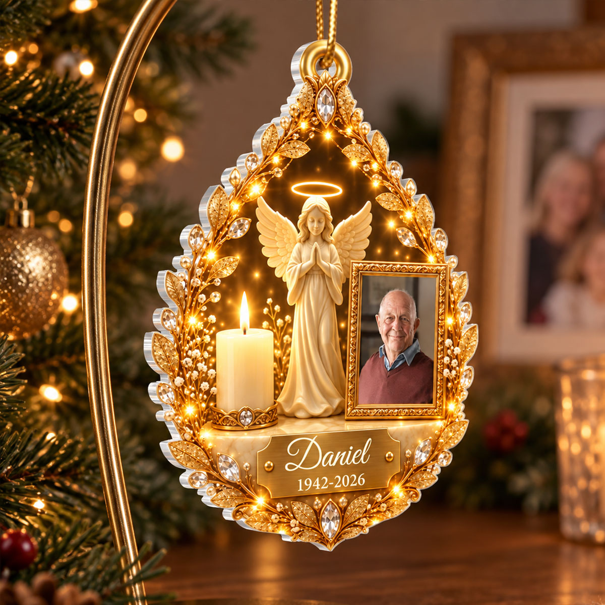 Guardian Angel Photo Memorial - Personalized Acrylic Ornament - Heartfelt Sympathy Gift for Loved Ones