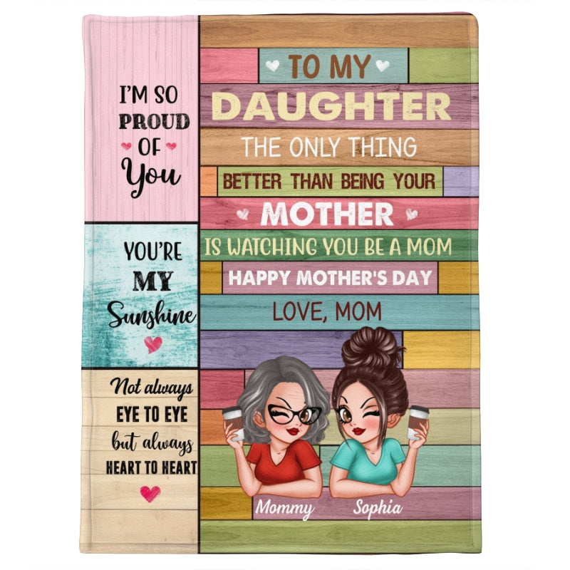 To My Daughter From Mom Happy Mother's Day Colorful Wood Pallets Texture Personalized Fleece Blanket