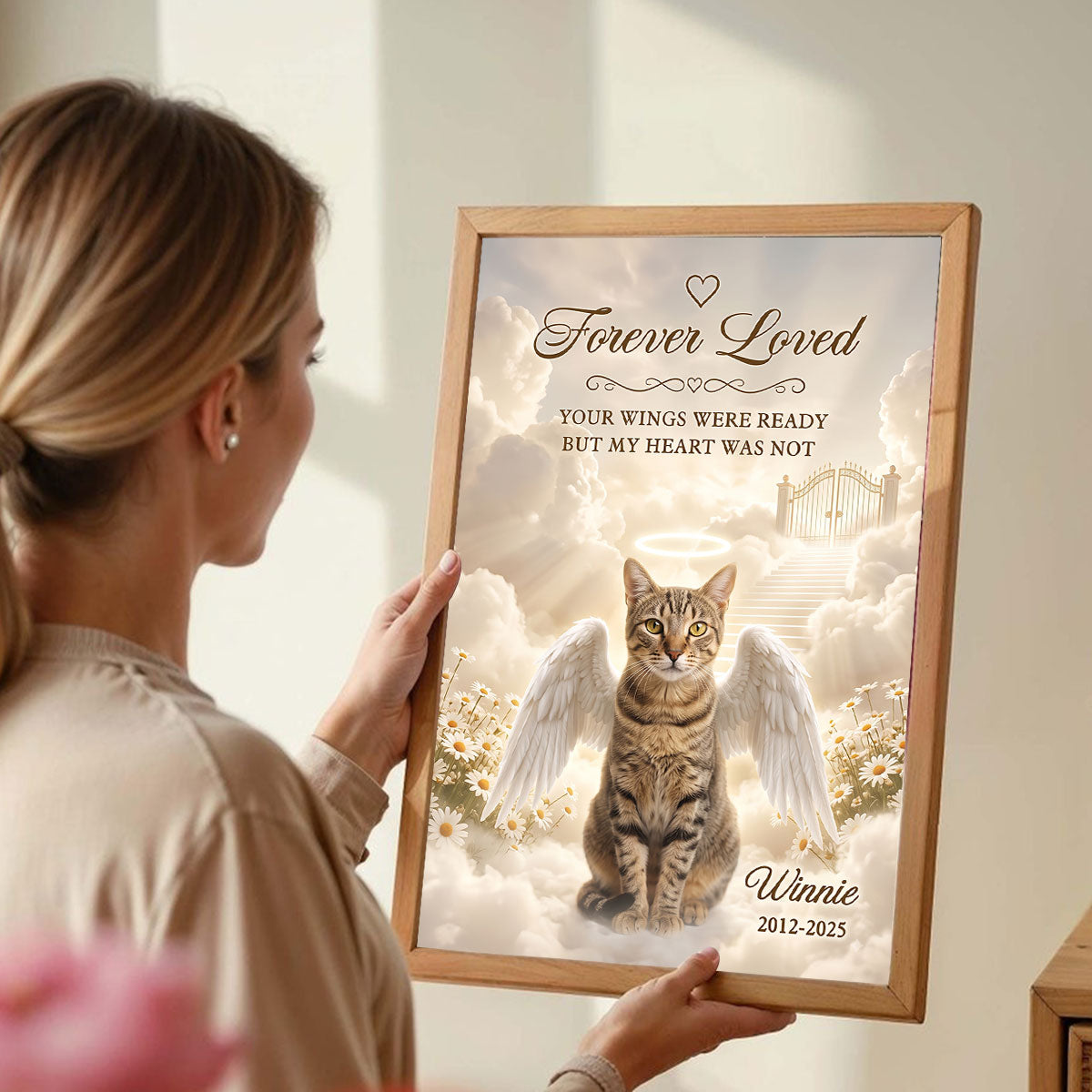 Forever Loved Dog Cat Angel Memorial - Personalized Poster - Memorial Gift, Gift For Pet Lovers