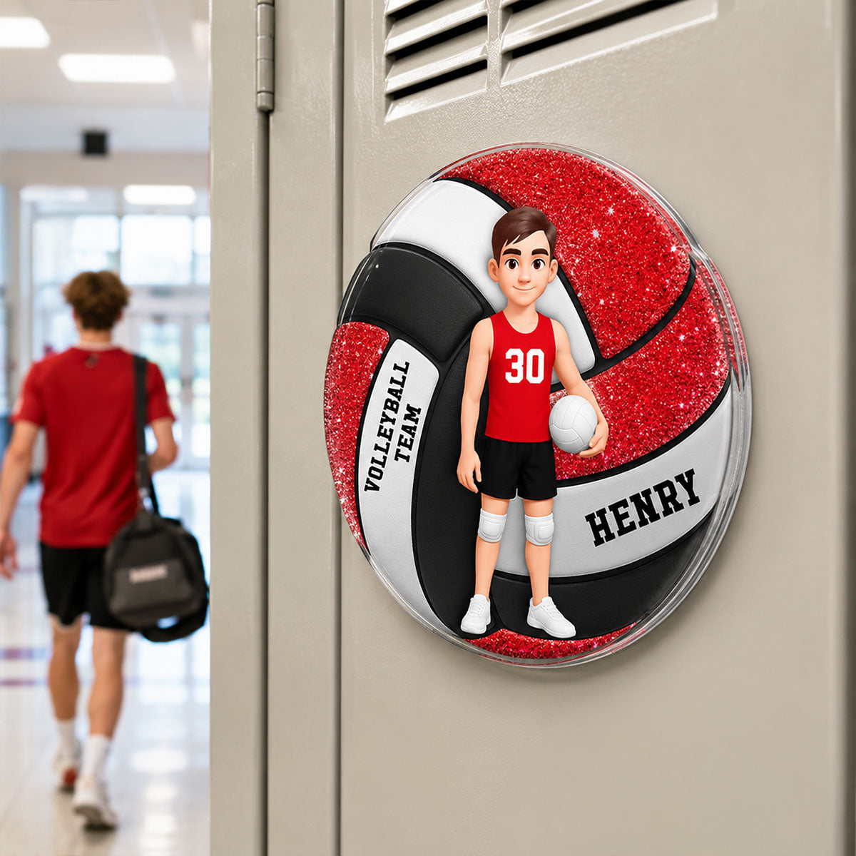 Volleyball Boy & Girl - Personalized Acrylic Locker Magnet - Back To School Gift For Daughters, Sons, Grandkids, Teenagers