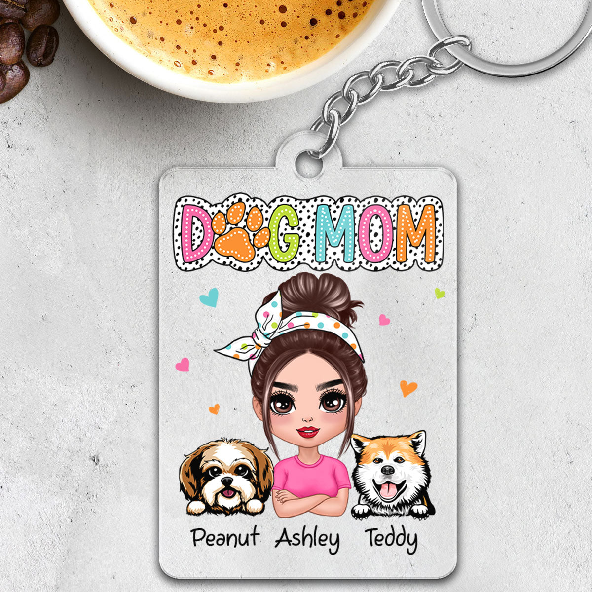 Exclusive Dog Mom Summer Vibes: Personalized Sassy Peeking Dogs Acrylic Keychain