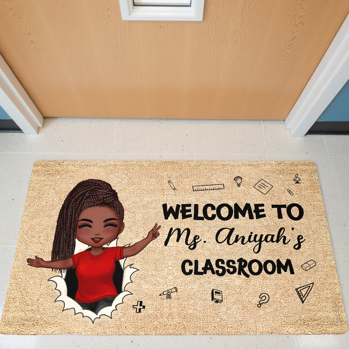 Welcome To My Class Happy Teacher Personalized Doormat, Classroom Decor
