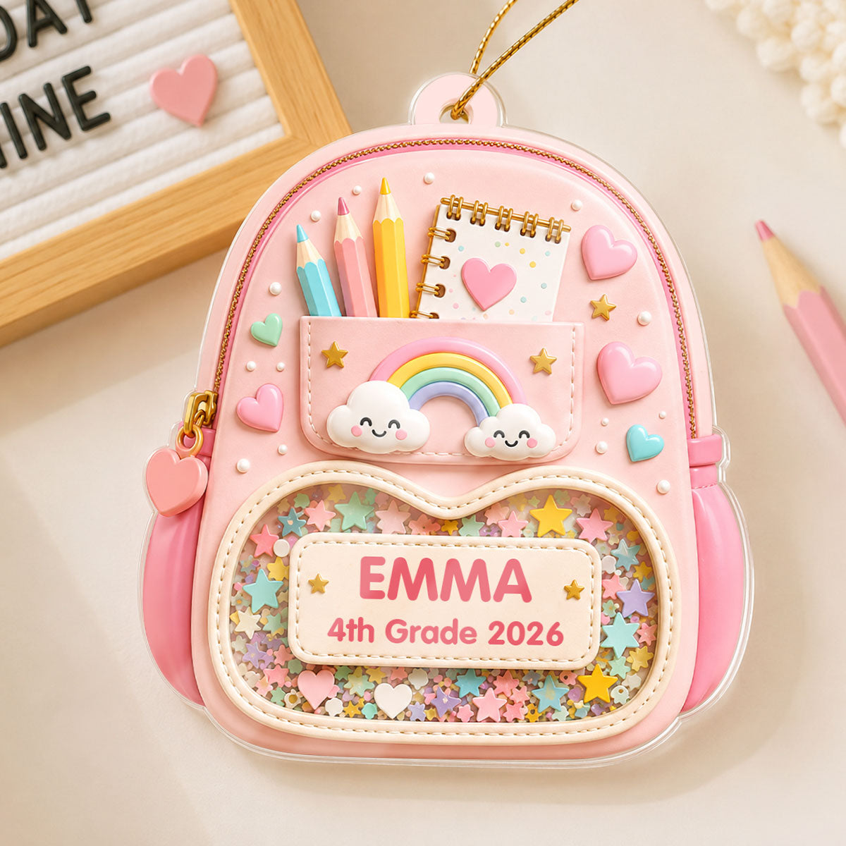 First Day Of School Backpack - Personalized Acrylic Ornament - Christmas Gift For Kids