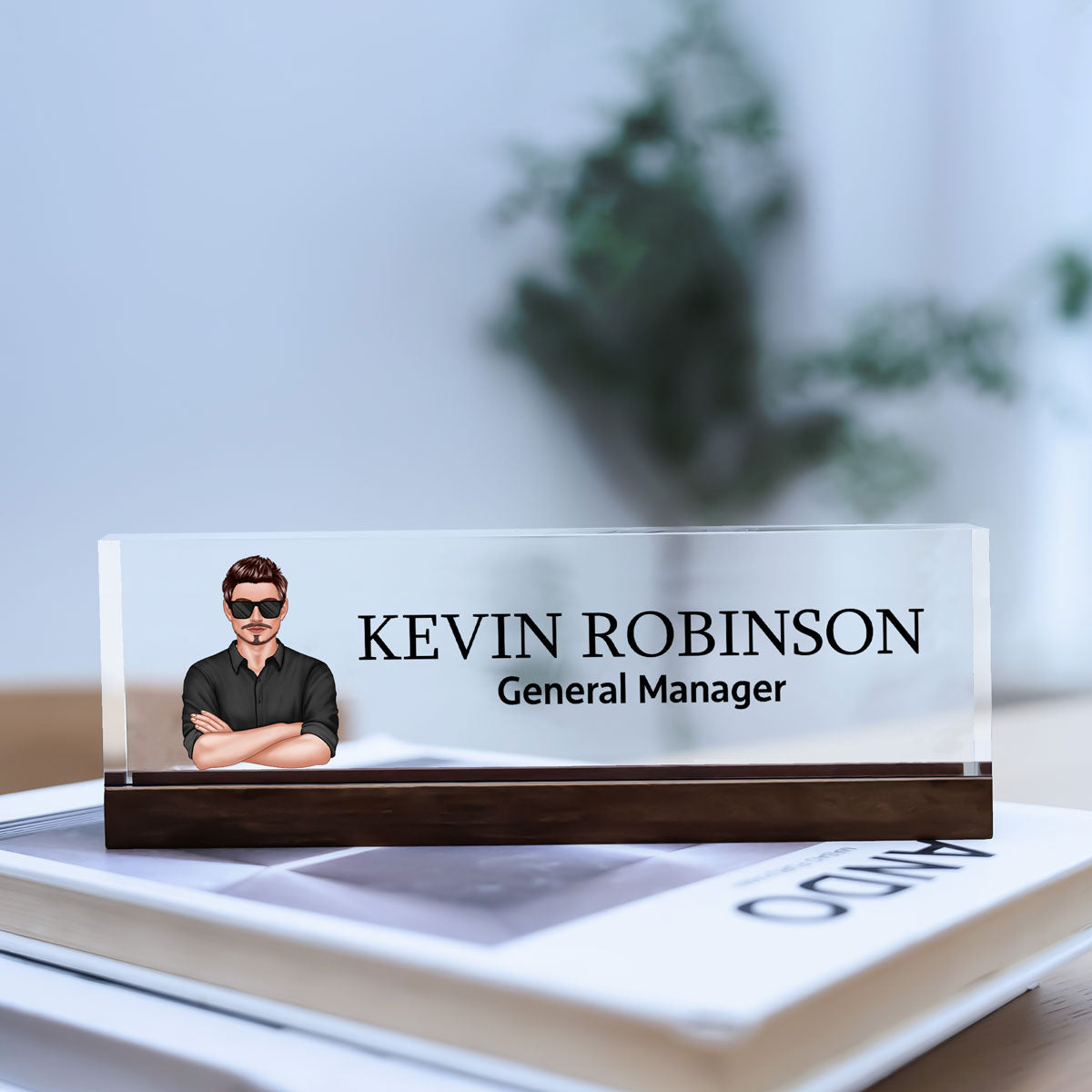 Man Woman Office Personalized Acrylic Desk Name Plate, Office Desk Decor, Gift For Colleagues, Coworkers