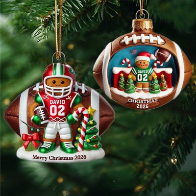 Football Gingerbread Figure Christmas Gift For Football Player Personalized Acrylic Ornament