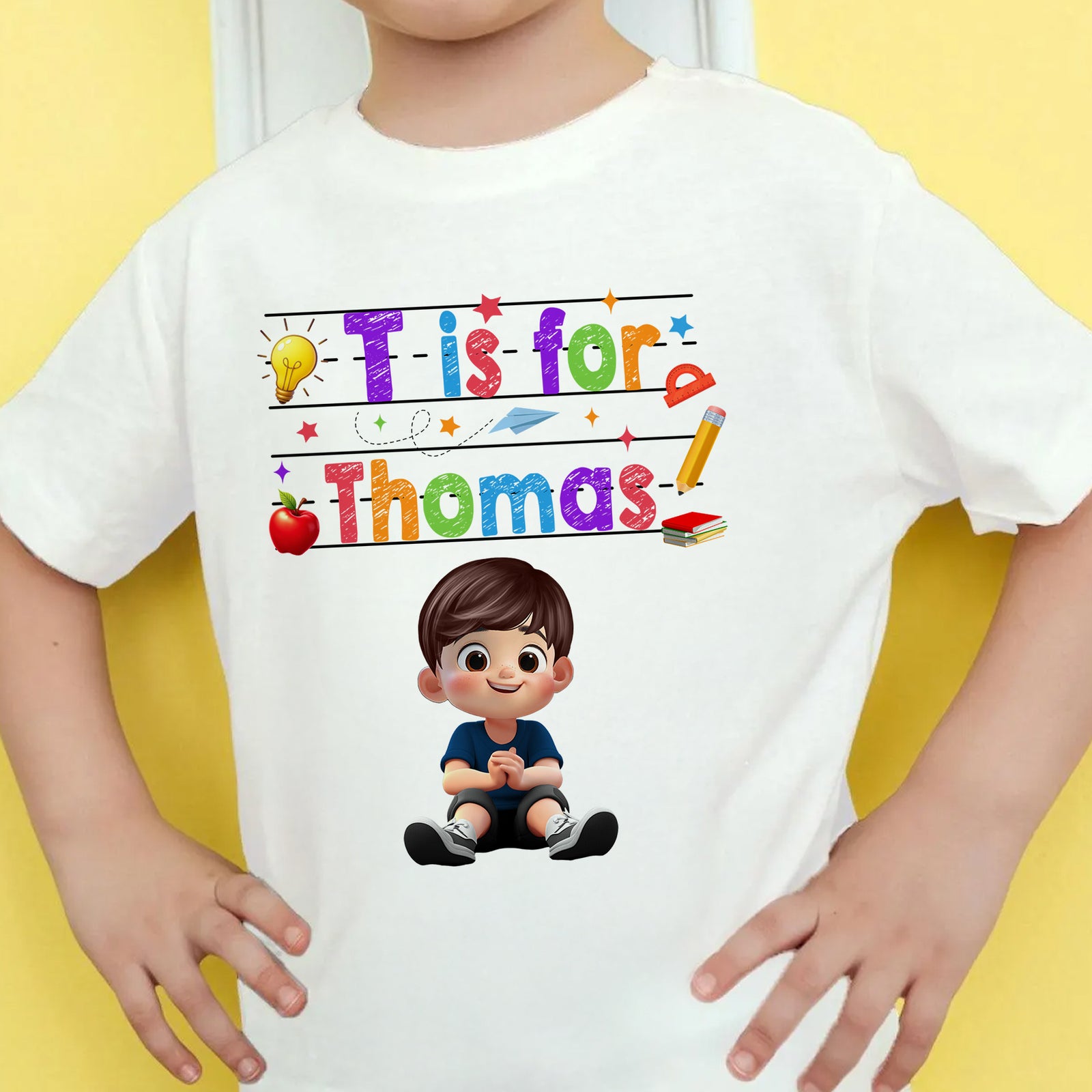 Custom Name  Back To School Kids Shirt, Personalized Alphabet Kids Shirt