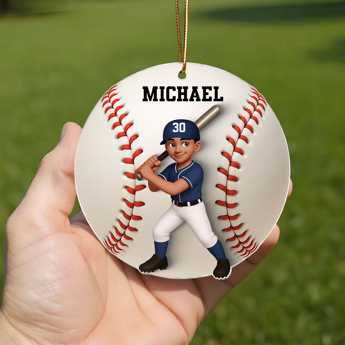 Baseball Softball Girl Boy 3D Effect - Personalized Acrylic Ornament - Christmas Gift For Daughter, Gift For Son