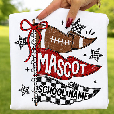 Custom Football Mascot Pennant - Personalized Shirt - School Spirit Shirt, Game Day Shirt For Football Mom