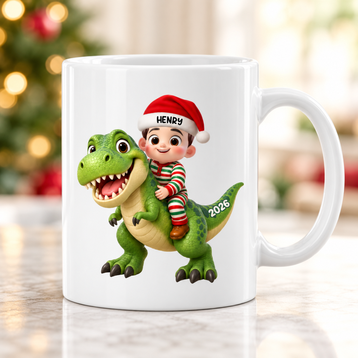 Trending Kid With Dinosaur Design For Boy Girl - Personalized Mug - Christmas Gift For Grandkids
