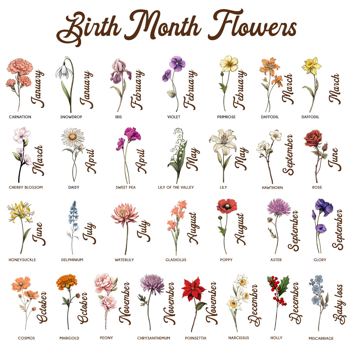 Birth Month Flowers Woman - Personalized Acrylic Desk Name Plate - Gift For Colleagues, Coworkers, Boss