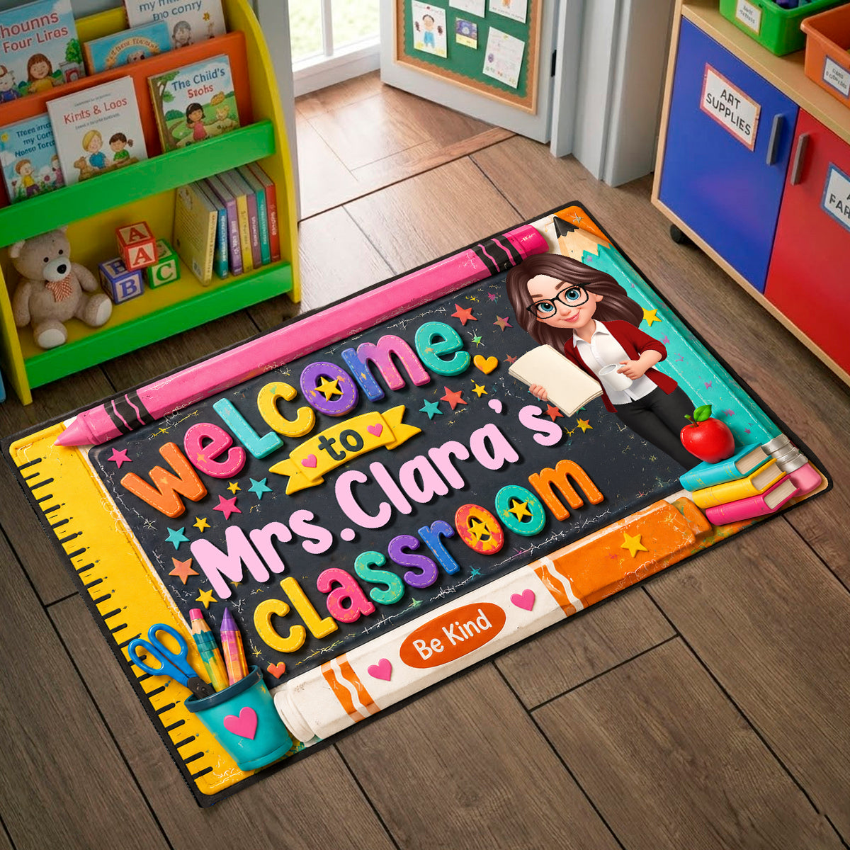 Be Kind Warm Welcome Teacher - Personalized Doormat - Back To School Gift For Teacher, Classroom Decor