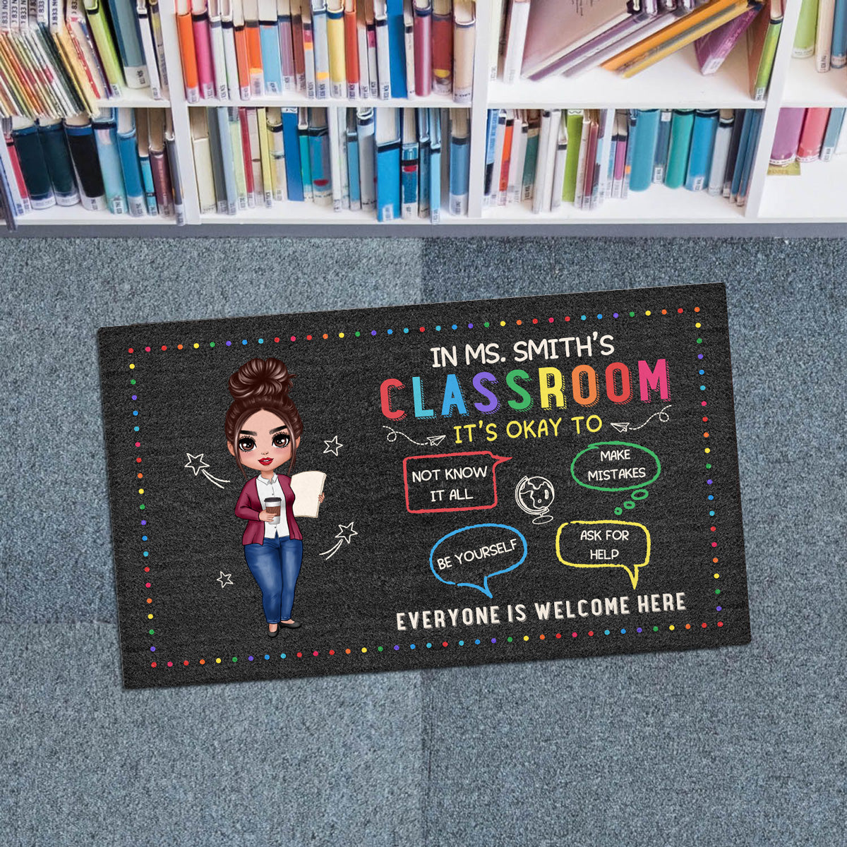 In Teacher Classroom It‘s Okay Everyone Is Welcome Here Personalized Classroom Doormat
