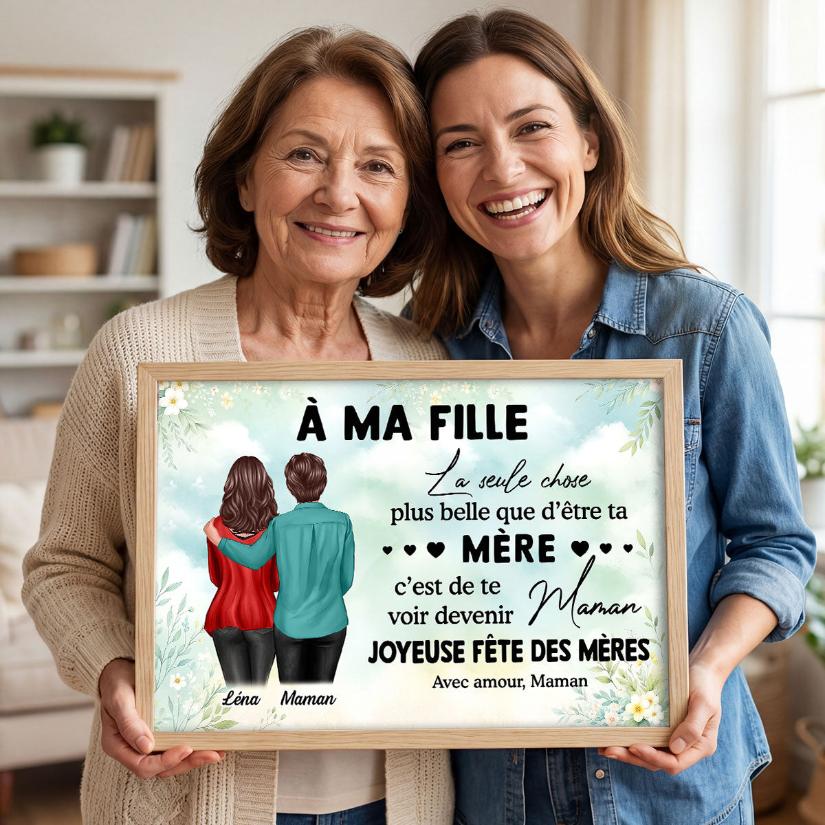 À ma fille – Te voir devenir maman – Affiche personnalisée – Cadeau de Fête des Mères pour ma fille