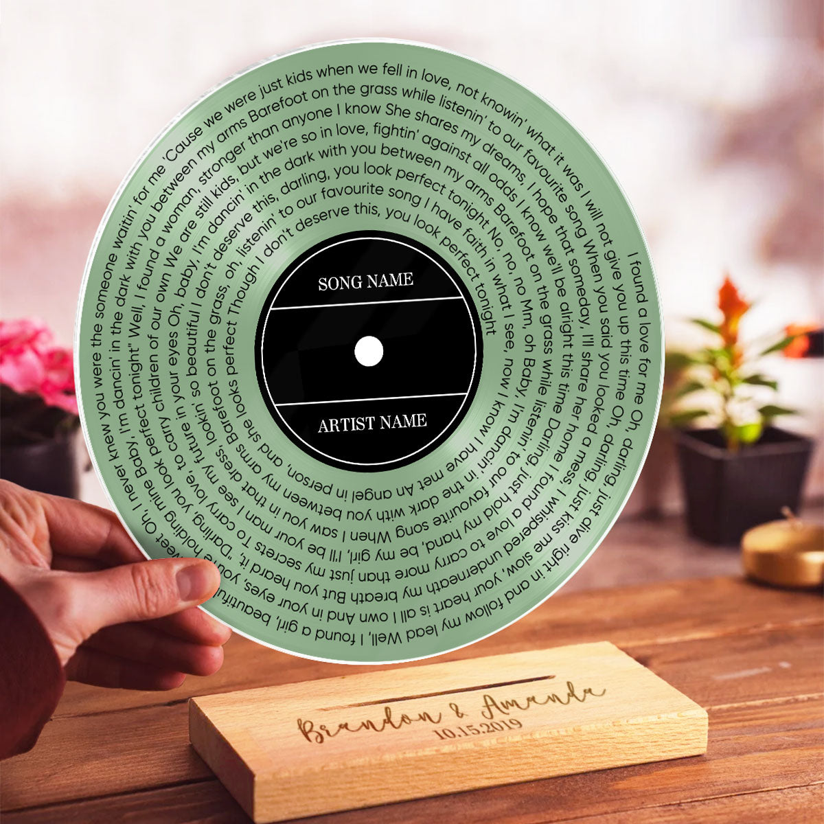 Our First Dance Vinyl Record Wedding Song Lyrics Acrylic Plaque, Perfect Anniversary Keepsake Gift For Couples For Her For Him