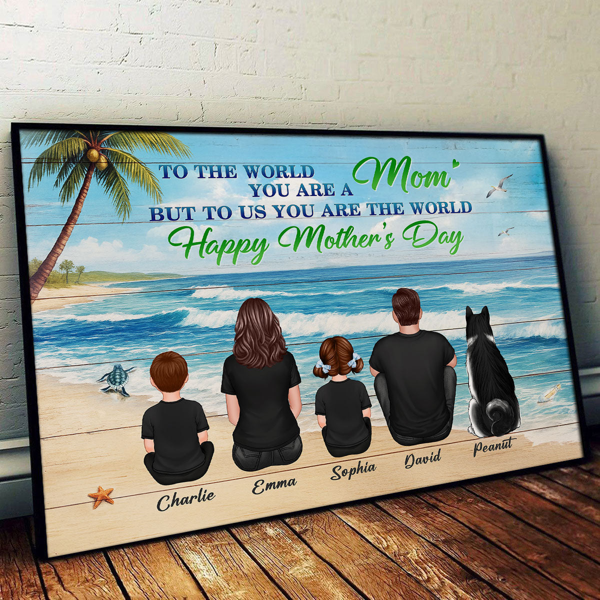 Beach Background Mom You are the World Personalized Poster