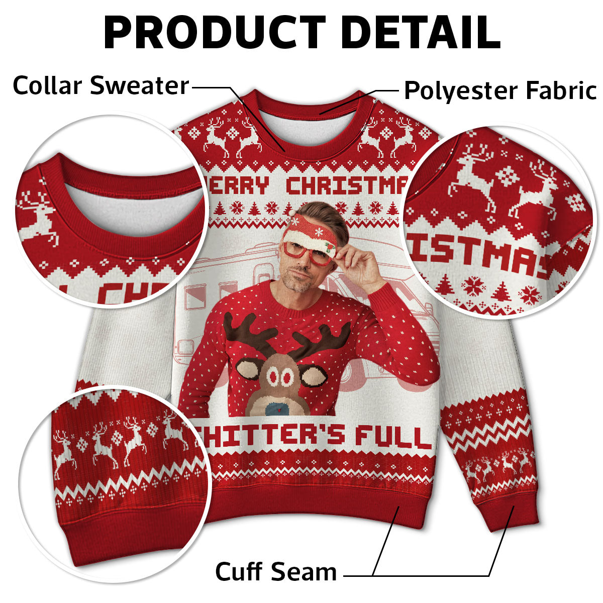 Christmas Holiday Shitter's Full Funny Family Photo Inserted Personalized Faux Knit Ugly Sweater