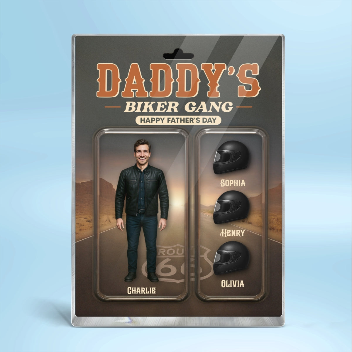 Daddy's Grandpa's Biker Gang Custom Figure 3D Effect Personalized Rectangle Flat Acrylic Block Plaque