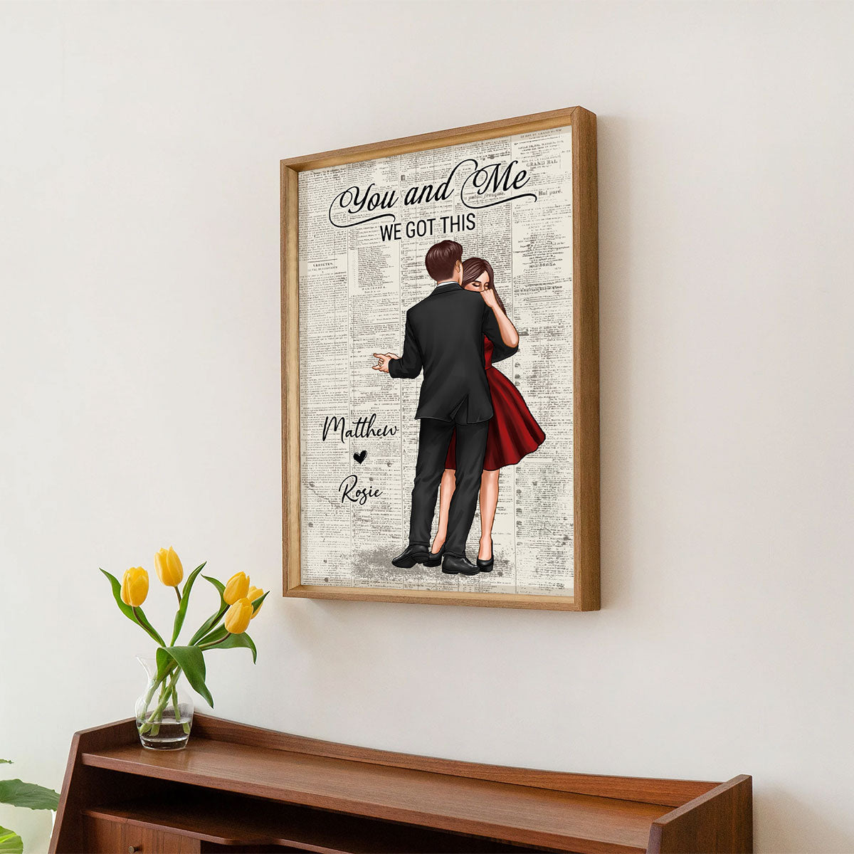 Couple Dancing Vintage Newspaper Anniversary Gift  Gift Personalized Poster