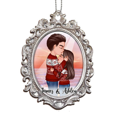 Couple In Mirror Personalized Christmas Wooden Ornament