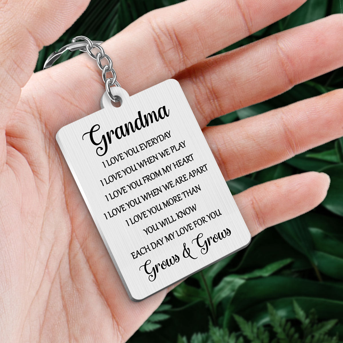 Grandma We Love You Cute Grandma & Grandkids Hugging Personalized Metal Keychain