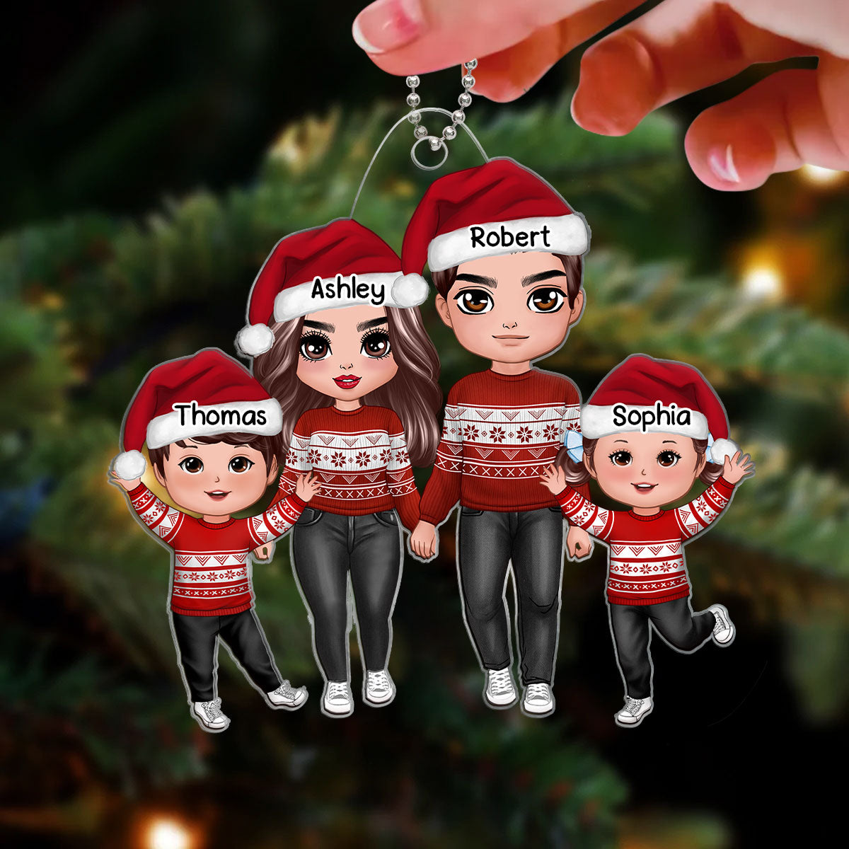 Happy Doll Family Christmas Gift Personalized Acrylic Ornament