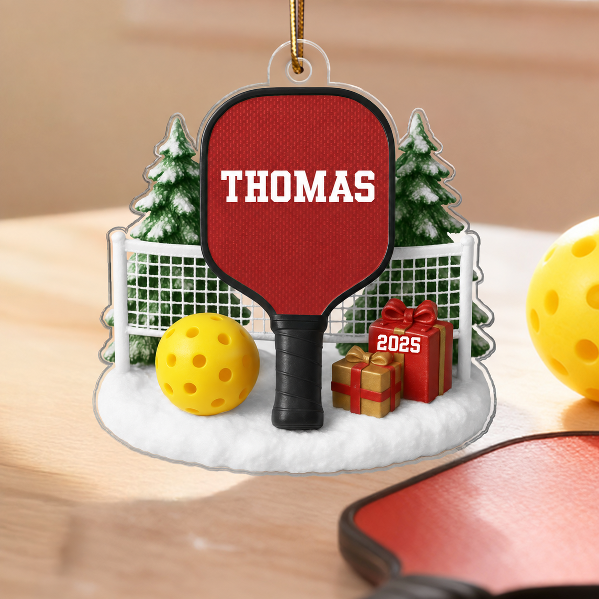 3D Effect Pickleball Things - Personalized Acrylic Ornament - Christmas Gift For Pickleball Players