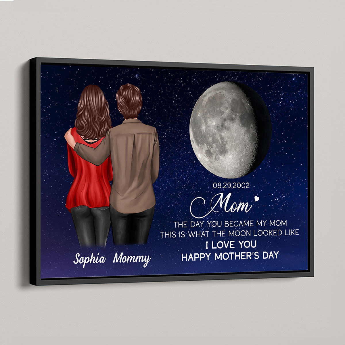 Custom Birthday Moon Phase The Day You Became My Mom Personalized Poster, Gift For Mom