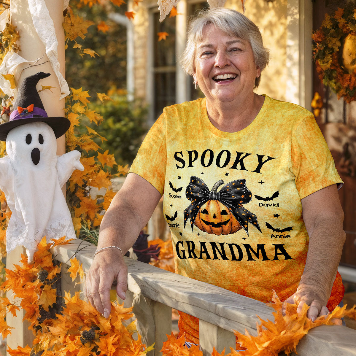 Fall Season Halloween Spooky Grandma Pumpkins Personalized 3D Shirt