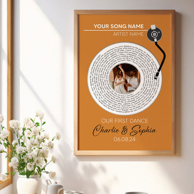 Upload Photo Custom Vinyl Lyrics Personalized Poster, Music Gift, Wedding Song Dance, Anniversary  Gift For Him, For Her, For The Couple