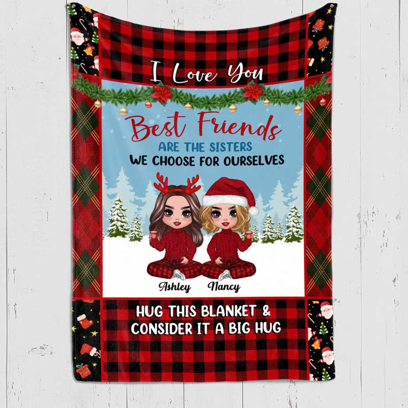 Doll Besties Christmas Gift For Best Friends Personalized Fleece Blanket