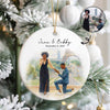 Couple Proposal Engagement Personalized Ceramic Ornament, Engagement Gift for Couple, Christmas Engagement Keepsake for Couple