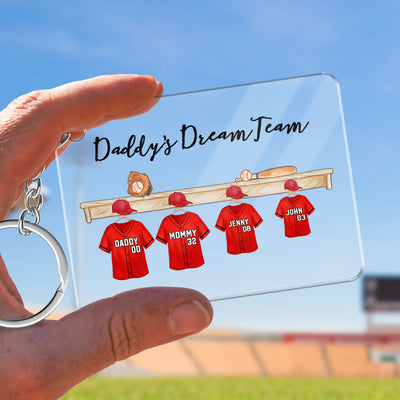 Daddy's Baseball Team Personalized Acrylic Keychain